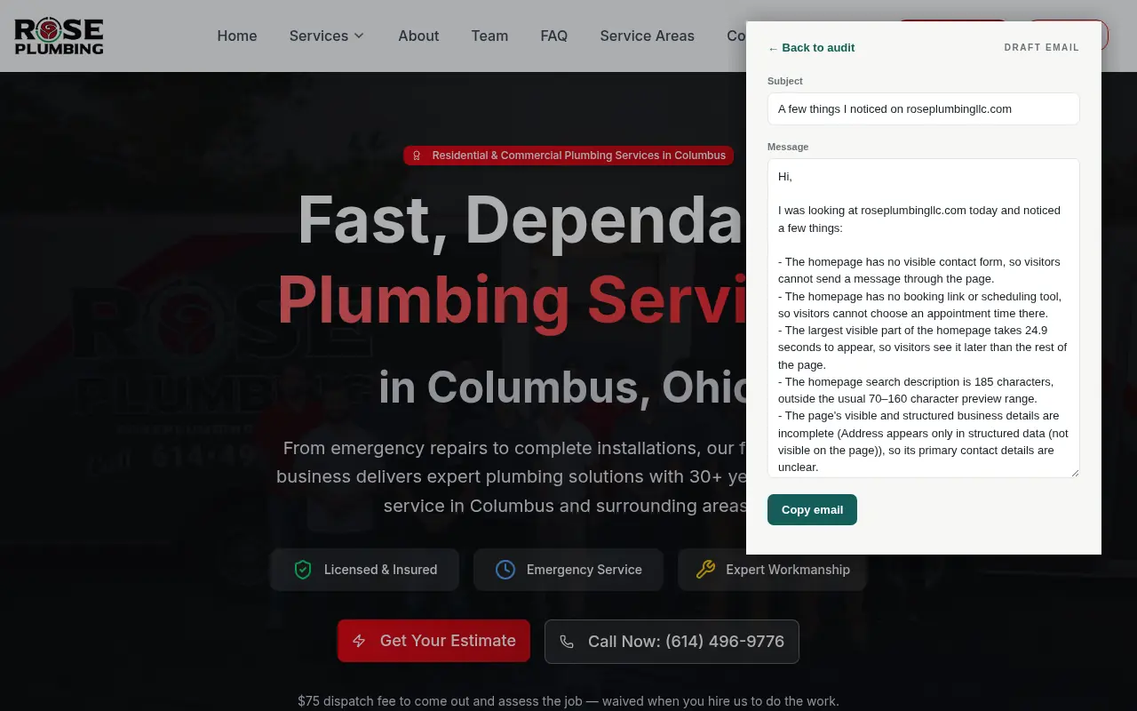 Site Auditor editable draft based on audit findings